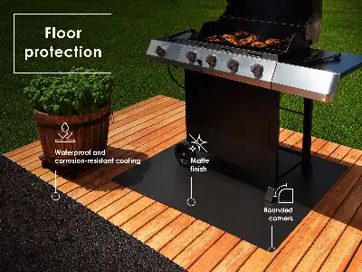 Protection sol sous barbecue de forme rectangulaire en 100x80 cm