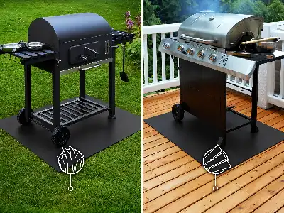 Protection sol sous barbecue de forme rectangulaire en 100x80 cm
