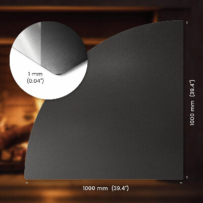 Plaque pour poêle à bois Quart de cercle noire métallique