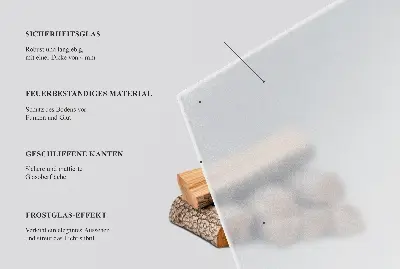 Vitre sous poêle à bois semi-transparente en forme de quart de cercle
