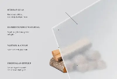 Vitre sous poêle à bois semi-transparente en forme de quart de cercle