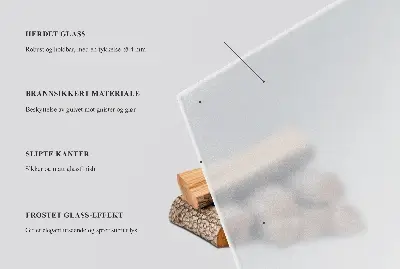 Vitre sous poêle à bois semi-transparente en forme de quart de cercle