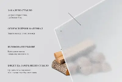 Vitre sous poêle à bois semi-transparente en forme de quart de cercle