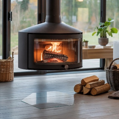 Plaque verre pour poêle hexagonale transparente