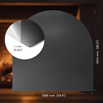 Plaque sous poêle Semi-ovale noire métallique