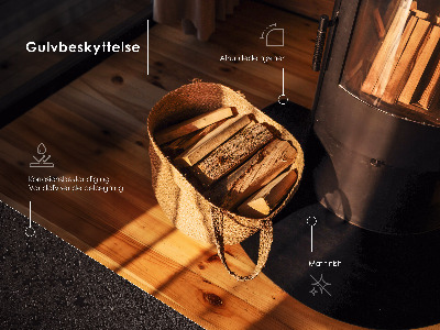 Plaque sous poêle Semi-ovale noire métallique