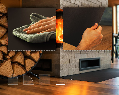 Plaque sous poêle Semi-ovale noire métallique