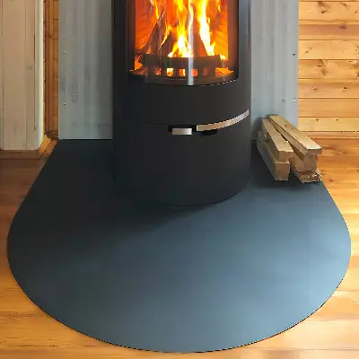 Plaque de protection pour poêle semi-ovale en métal noir