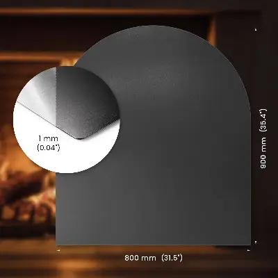 Plaque de protection pour poêle semi-ovale en métal noir
