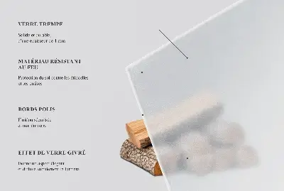 Plaque de verre pour cheminée ronde et semi-transparente