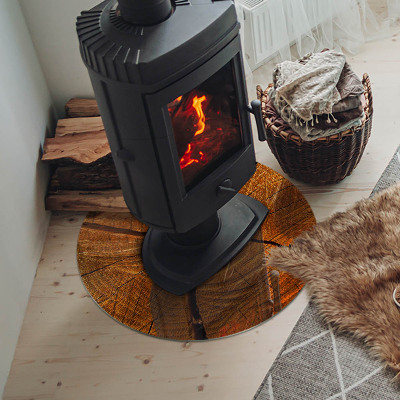 Vitre sous poêle à bois ronde Grain du bois en coupe transversale