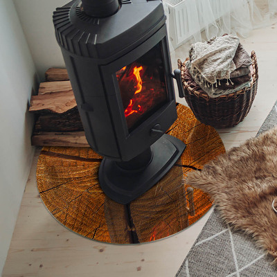 Vitre sous poêle à bois ronde Grain du bois en coupe transversale