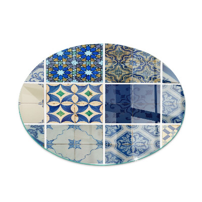 Verre sous poêle à bois ronde Motifs de carreaux de céramique
