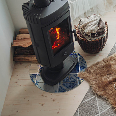 Verre sous poêle à bois ronde Motifs de carreaux de céramique