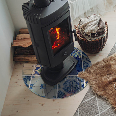 Verre sous poêle à bois ronde Motifs de carreaux de céramique