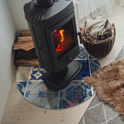 Verre sous poêle à bois ronde Motifs de carreaux de céramique