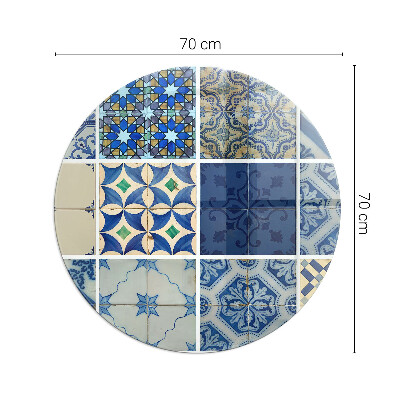 Verre sous poêle à bois ronde Motifs de carreaux de céramique