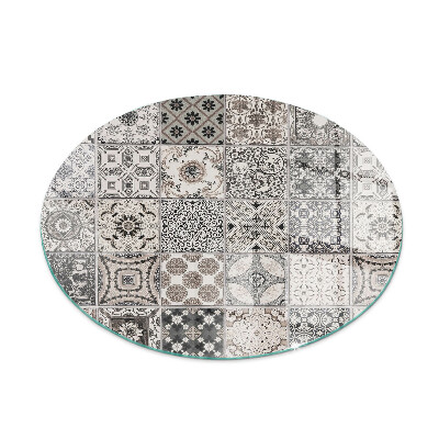 Vitre sous poêle à bois ronde Motifs de carreaux décoratifs