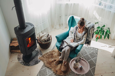 Vitre sous poêle à bois ronde Motifs de carreaux décoratifs