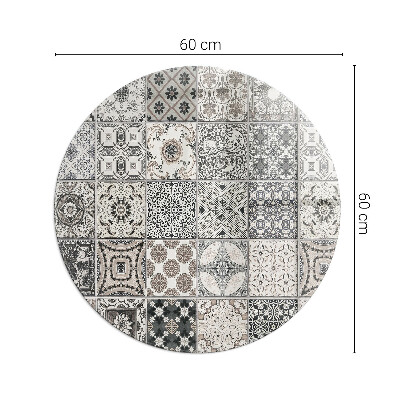 Vitre sous poêle à bois ronde Motifs de carreaux décoratifs