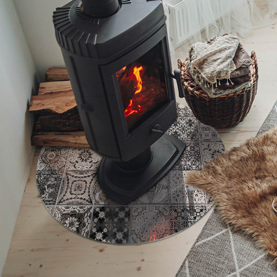 Vitre sous poêle à bois ronde Motifs de carreaux décoratifs