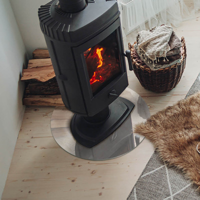 Vitre sous poêle à bois ronde Motif en marbre naturel