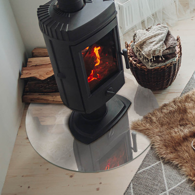 Vitre sous poêle à bois ronde Motif en marbre naturel