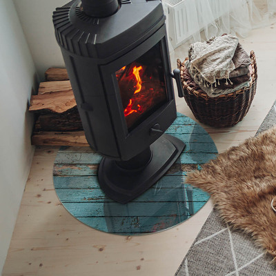 Vitre sous poêle à bois ronde Planches de style rustique