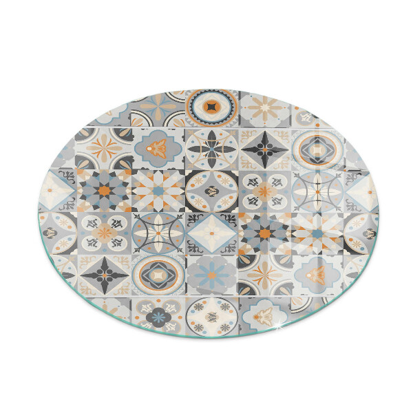 Vitre sous poêle à bois ronde Motifs de mosaïque dans les carreaux