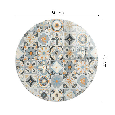 Vitre sous poêle à bois ronde Motifs de mosaïque dans les carreaux