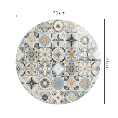 Vitre sous poêle à bois ronde Motifs de mosaïque dans les carreaux