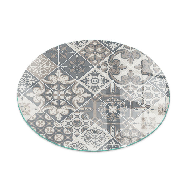 Verre sous poêle à bois ronde Motif de mosaïque décorative