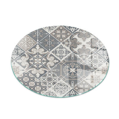 Verre sous poêle à bois ronde Motif de mosaïque décorative