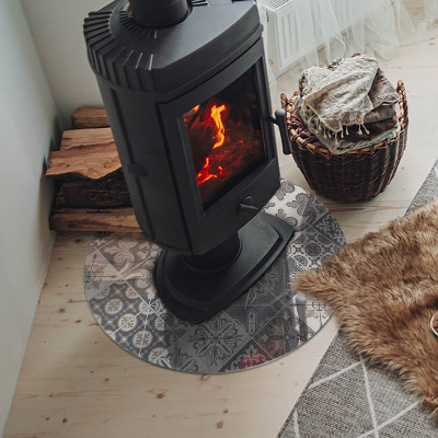 Verre sous poêle à bois ronde Motif de mosaïque décorative