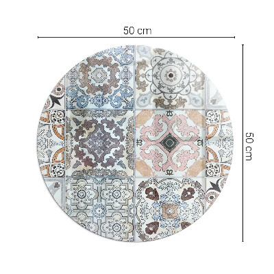Vitre sous poêle à bois ronde Motifs de mosaïque dans les carreaux
