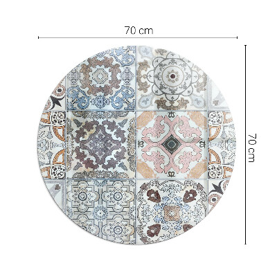 Vitre sous poêle à bois ronde Motifs de mosaïque dans les carreaux