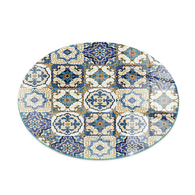 Verre sous poêle à bois ronde Motif mosaïque avec des fleurs