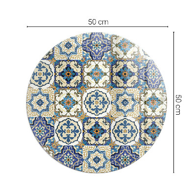 Verre sous poêle à bois ronde Motif mosaïque avec des fleurs