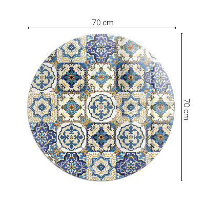 Verre sous poêle à bois ronde Motif mosaïque avec des fleurs