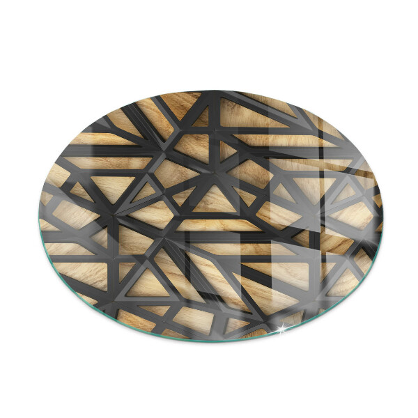 Verre sous poêle à bois ronde Géométrie avec du bois
