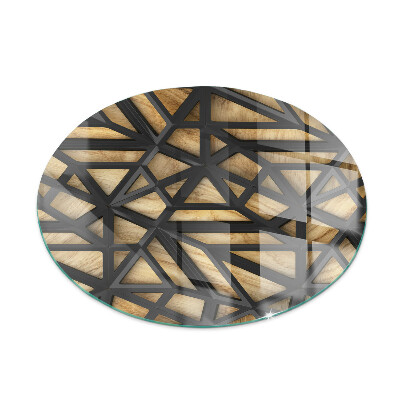 Verre sous poêle à bois ronde Géométrie avec du bois