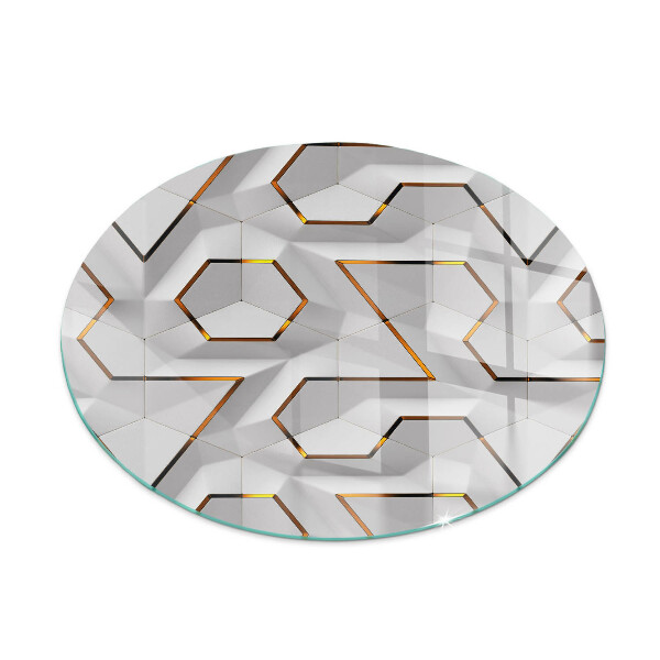 Vitre sous poêle à bois ronde Motif géométrique 3D