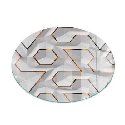 Vitre sous poêle à bois ronde Motif géométrique 3D