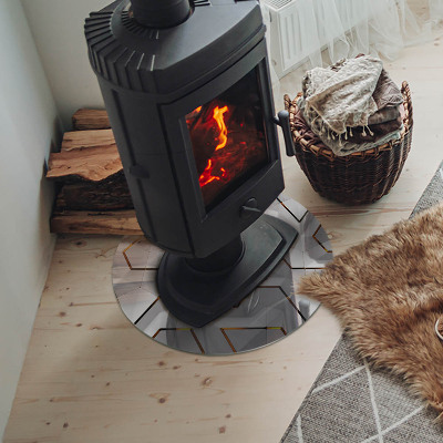Vitre sous poêle à bois ronde Motif géométrique 3D