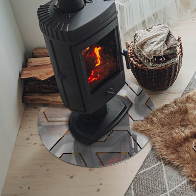Vitre sous poêle à bois ronde Motif géométrique 3D