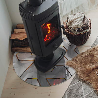 Vitre sous poêle à bois ronde Motif géométrique 3D