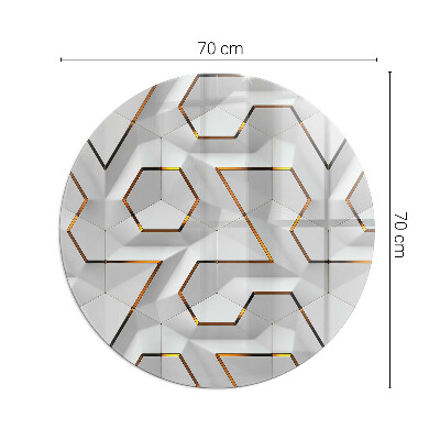 Vitre sous poêle à bois ronde Motif géométrique 3D