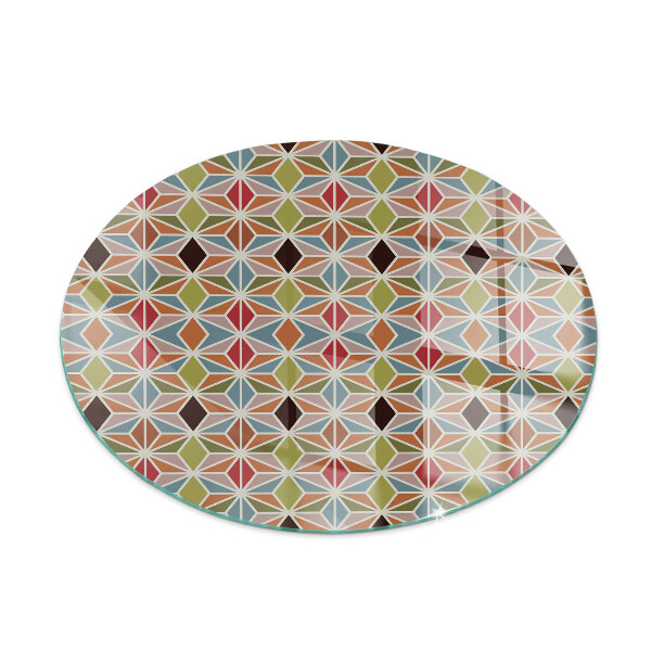 Vitre sous poêle à bois ronde Motifs polygonaux dans une grille