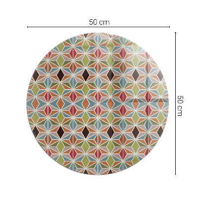 Vitre sous poêle à bois ronde Motifs polygonaux dans une grille