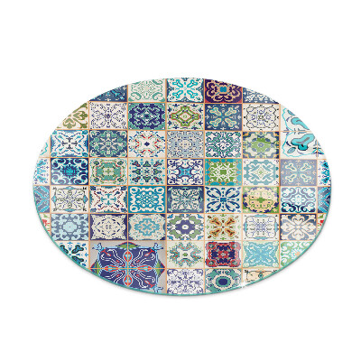 Verre sous poêle à bois ronde Motifs de mosaïque sur les carreaux